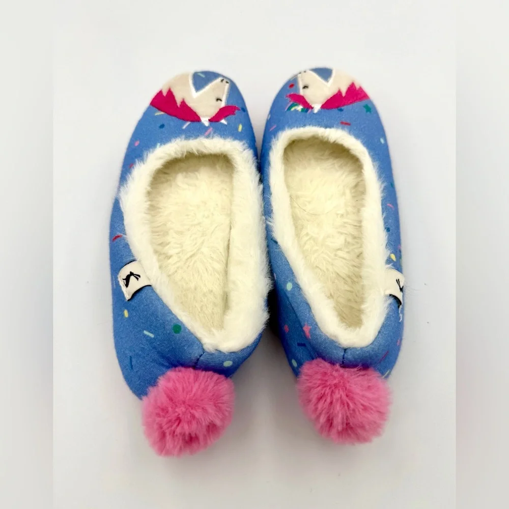 Joules Dreamer Slippers with Pony and Pink Pom Poms